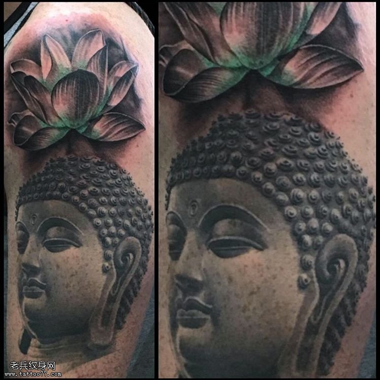 大臂佛莲花纹身图案