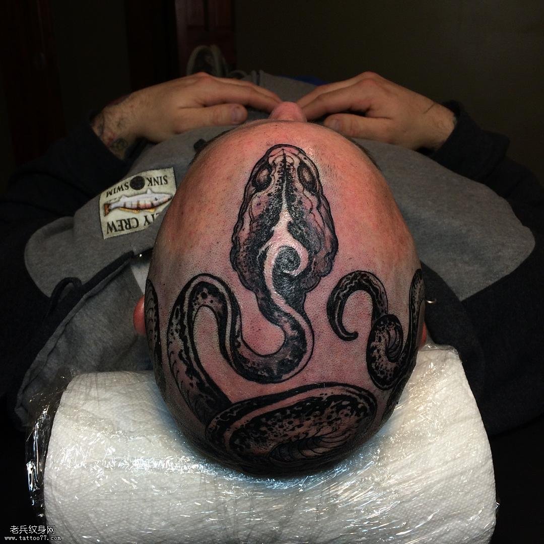 头部蛇纹身图案