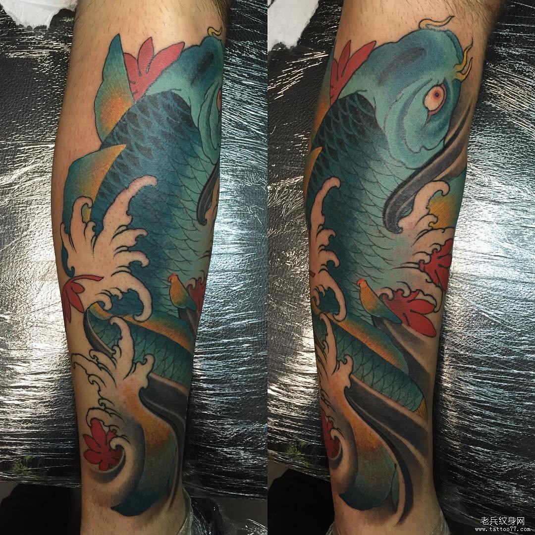 小腿日式传统鲤鱼tattoo