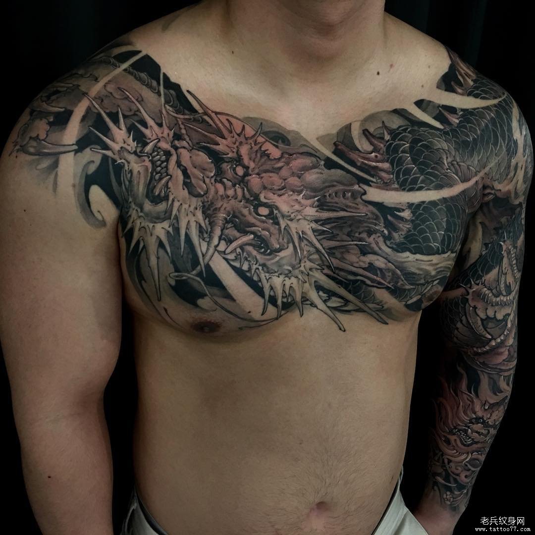 花胸新传统龙tattoo