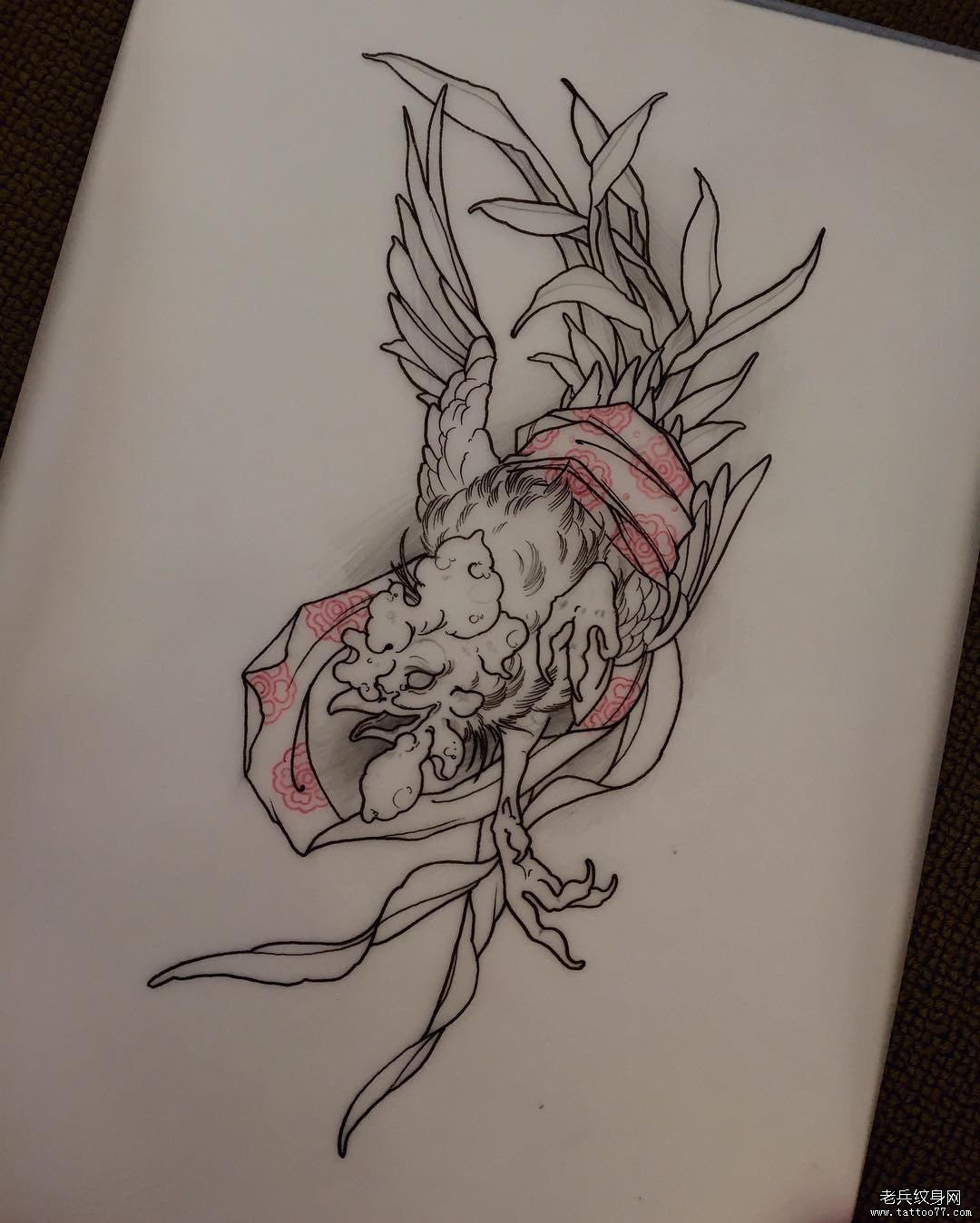 鸡纹身图案手稿