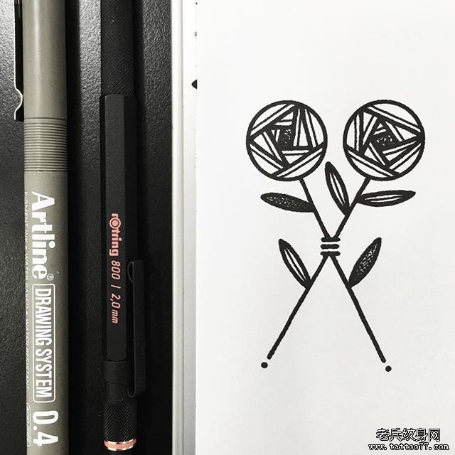 卡通玫瑰纹身tattoo图案