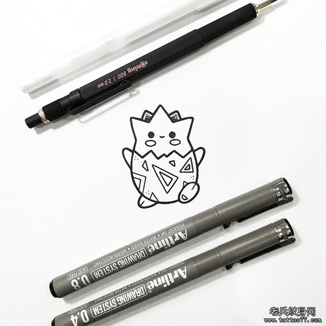卡通小清新神奇宝贝纹身图案手稿