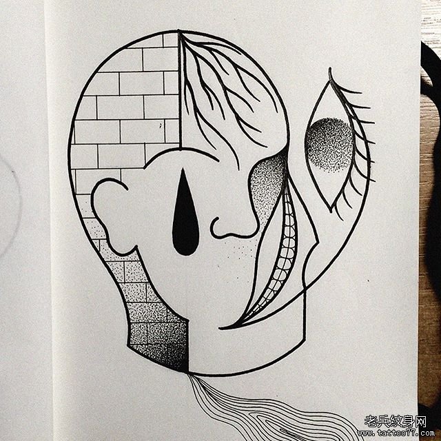 抽象插画纹身图案手稿