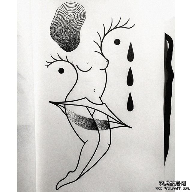 抽象人体纹身tattoo图案手稿