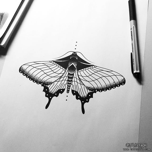 欧美暗黑蝴蝶纹身tattoo图案
