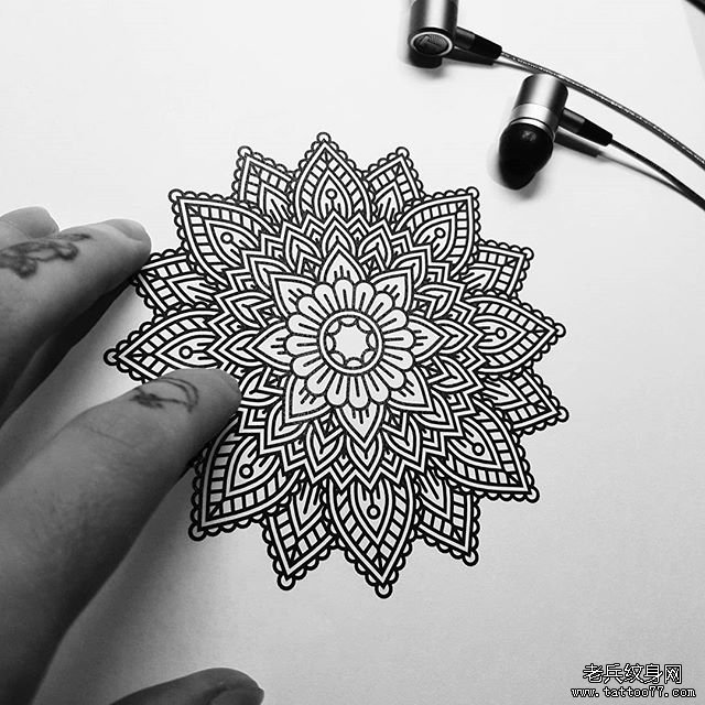 欧美梵花纹身图案tattoo手稿