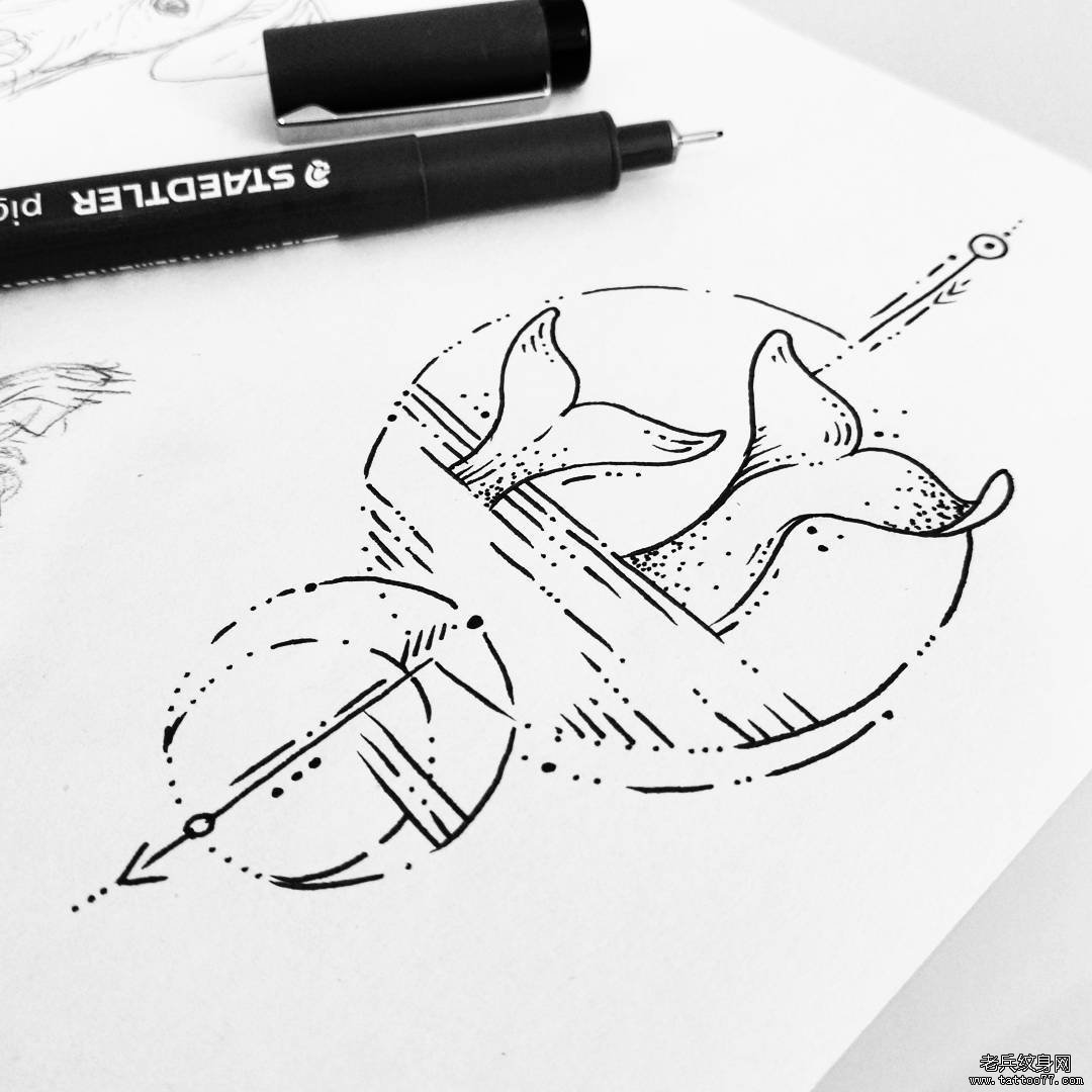 小清新几何鲸鱼纹身tattoo图案