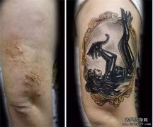 黑猫与性感女郎，掩盖了玻璃划伤的疤痕。