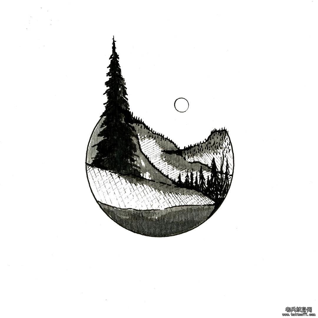 几何山脉风景图案手稿