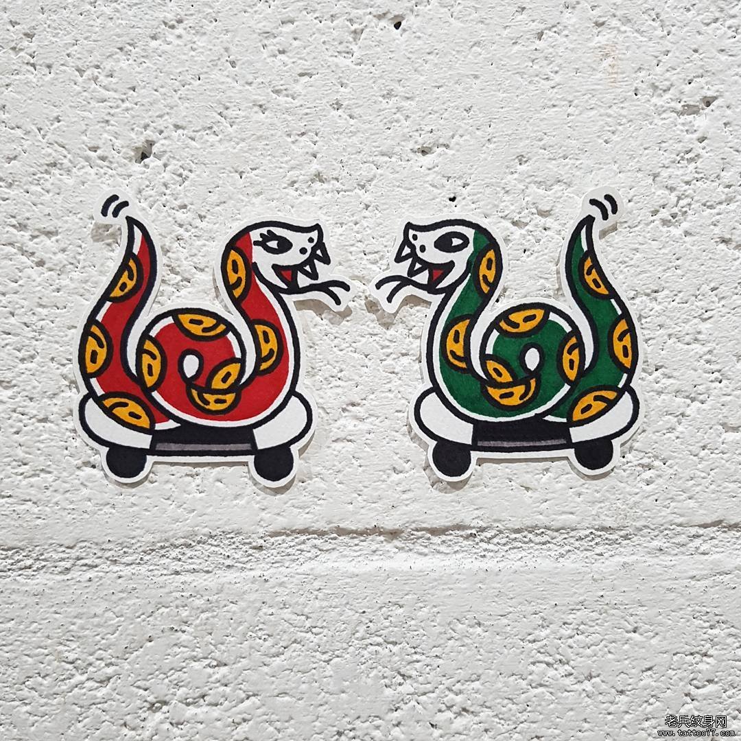 school卡通蛇纹身图案手稿Ⅶ