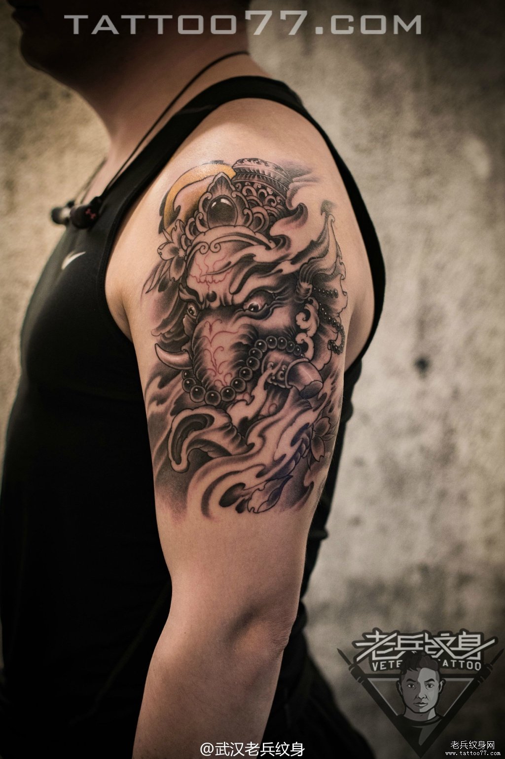 手臂象神纹身图案作品
