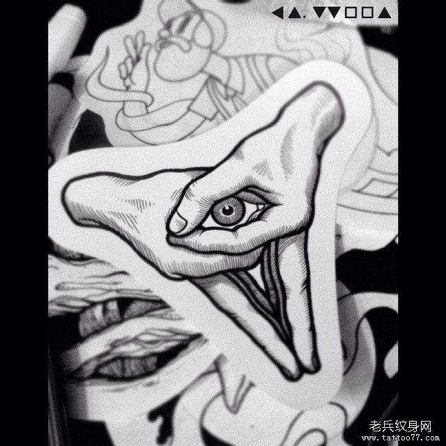 上帝之眼手纹身图案手稿