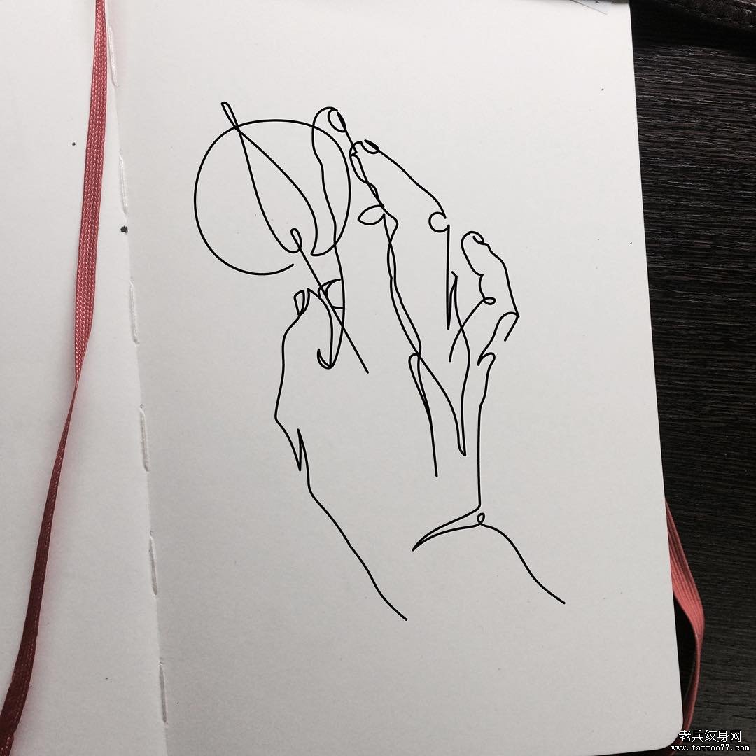 抽象线条手纹身图案手稿