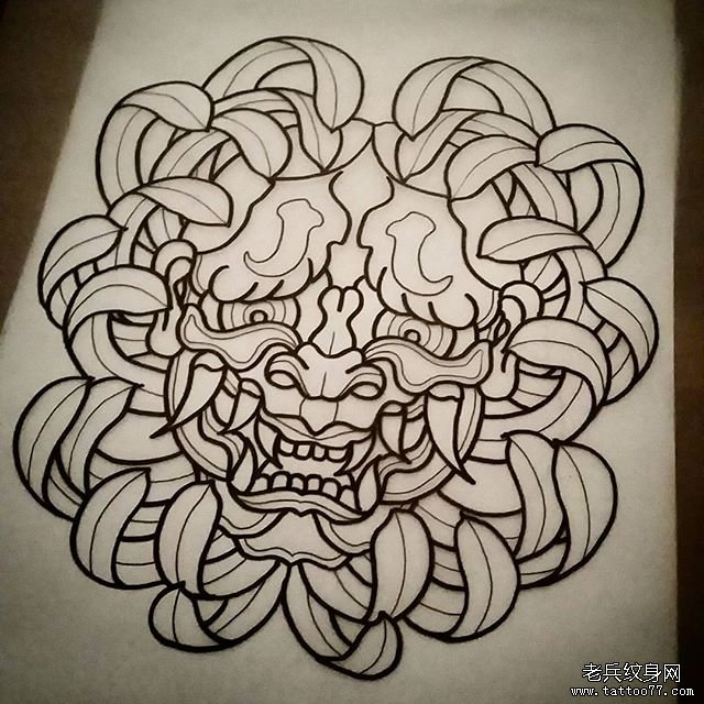 school鬼怪纹身图案手稿