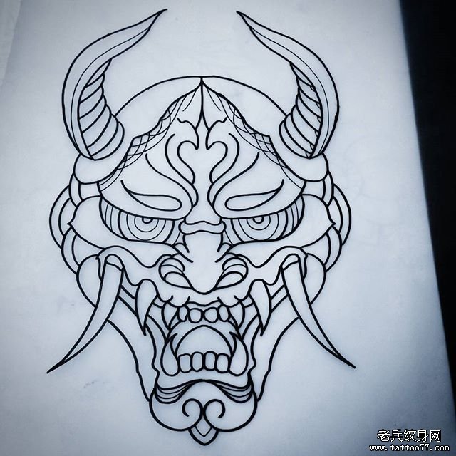 传统般若线条纹身图案手稿