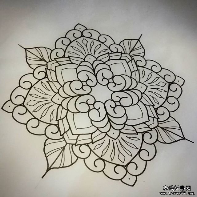 欧美梵花纹身图案手稿