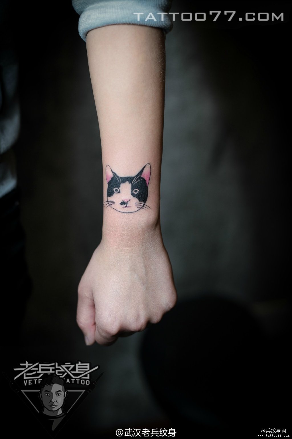 手部猫咪纹身图案作品