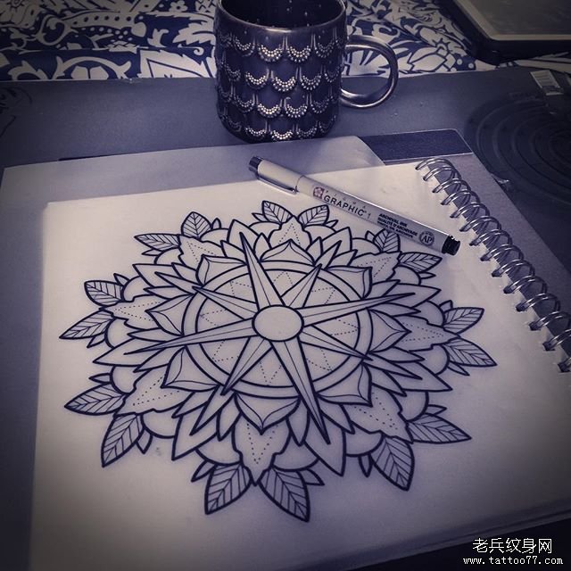 欧美梵花纹身图案手稿