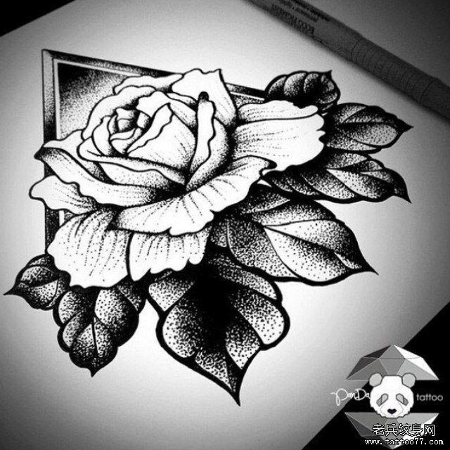 欧美点刺玫瑰tattoo纹身图案