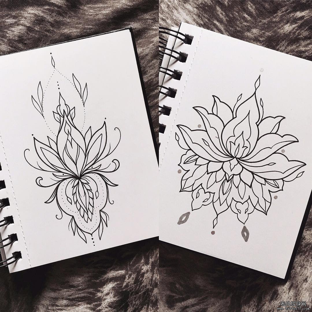 欧美梵花school纹身图案手稿