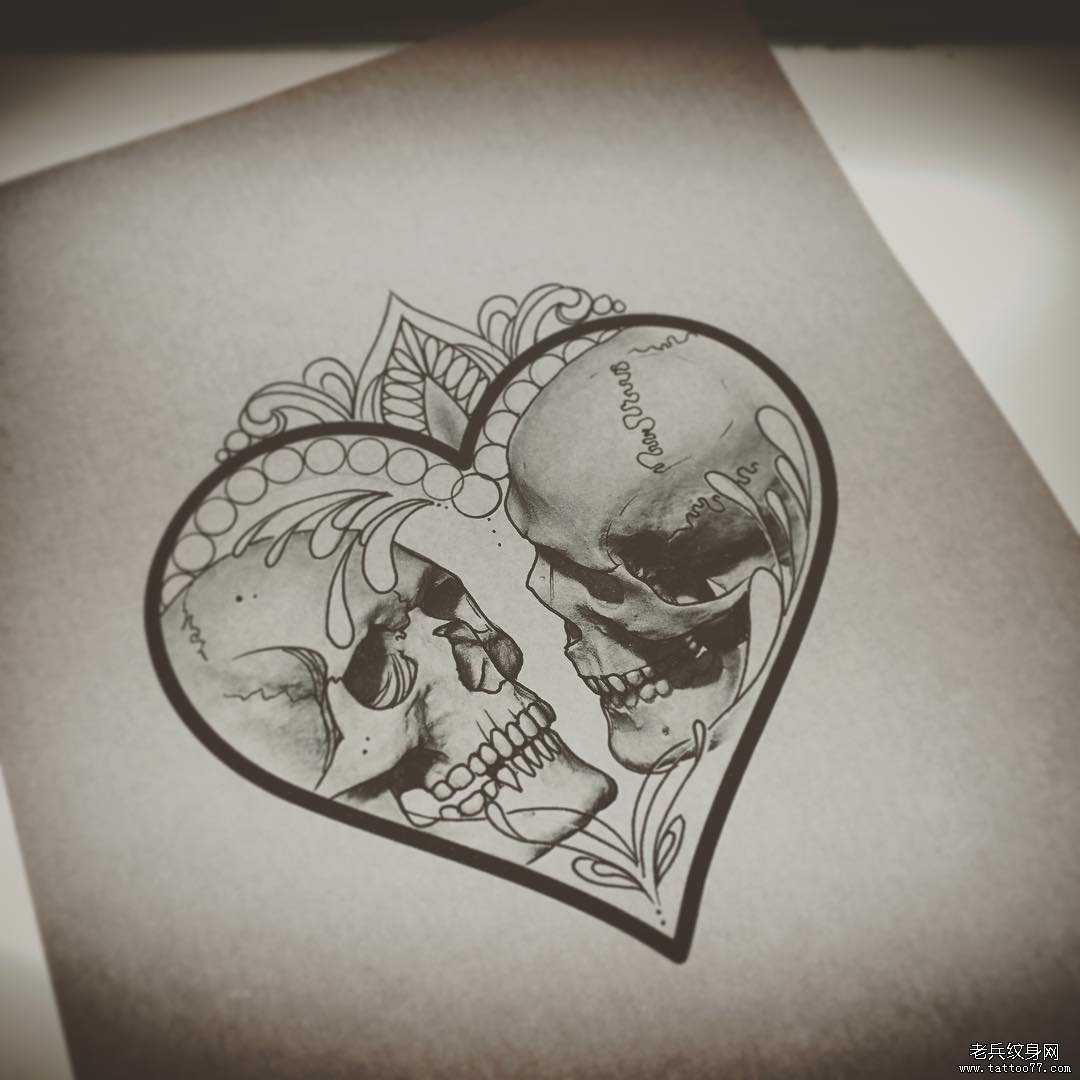 欧美school骷髅tattoo纹身图案手稿