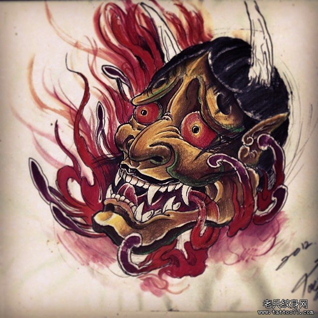 般若日式传统纹身图案手稿