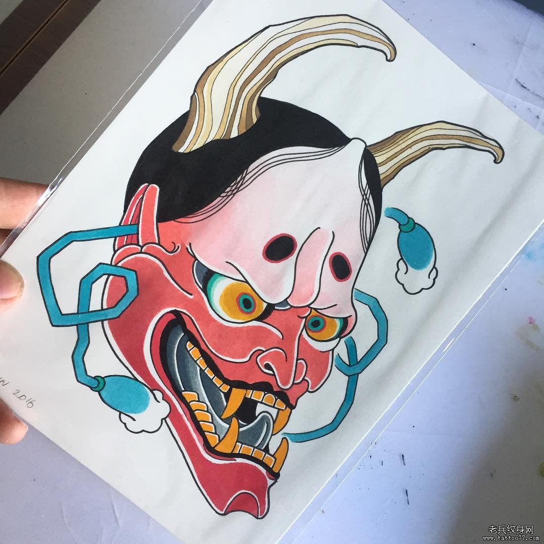 日式般若传统纹身图案手稿