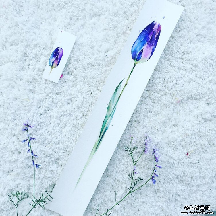 小清新花卉纹身图案手稿