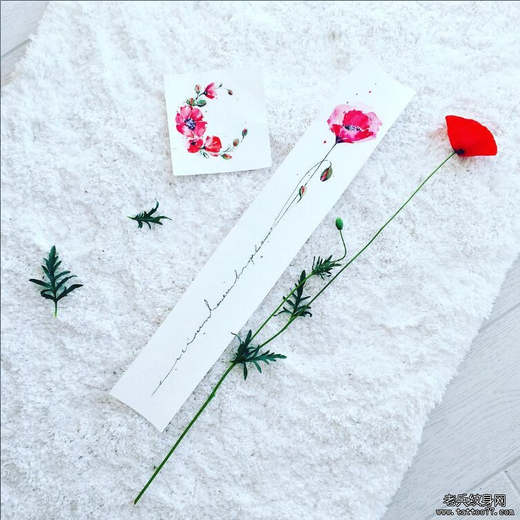 花卉小清新纹身图案手稿