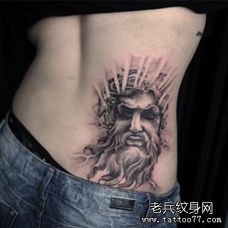 背部欧美school人物纹身图案