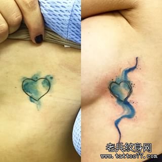 侧乳小清新泼墨纹身图案