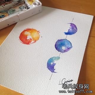 泼墨小清新纹身图案手稿