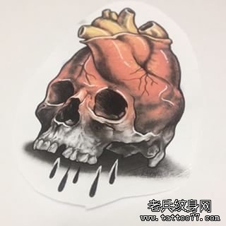 欧美骷髅心脏纹身图案手稿