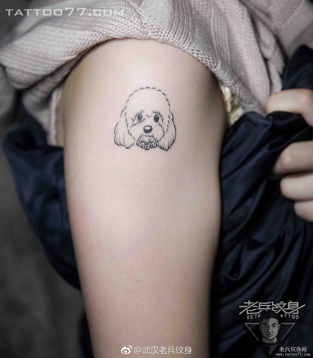 手臂可爱简笔画狗狗纹身图案作品