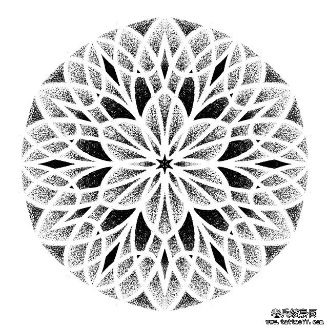 欧美梵花点刺纹身图案手稿