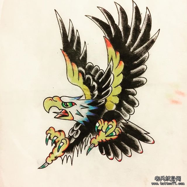 old school老鹰欧美纹身图案手稿