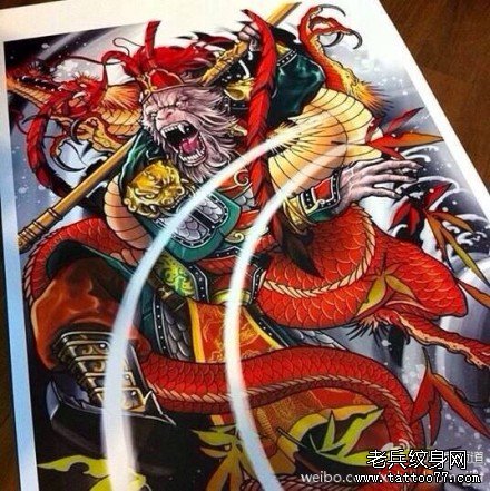 斗战胜佛龙传统纹身图案手稿