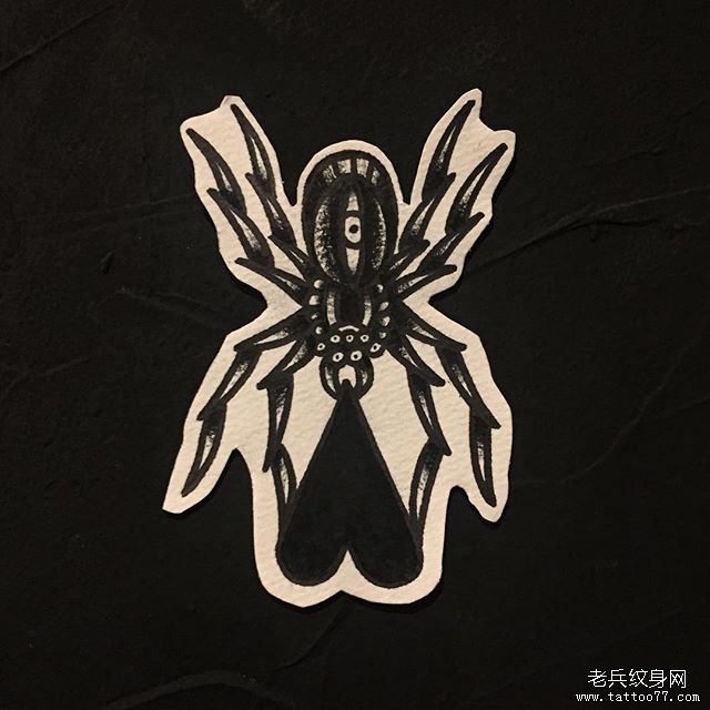 old school 蜘蛛纹身图案手稿