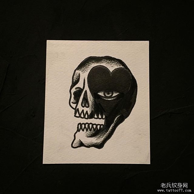 欧美骷髅暗黑系纹身图案手稿