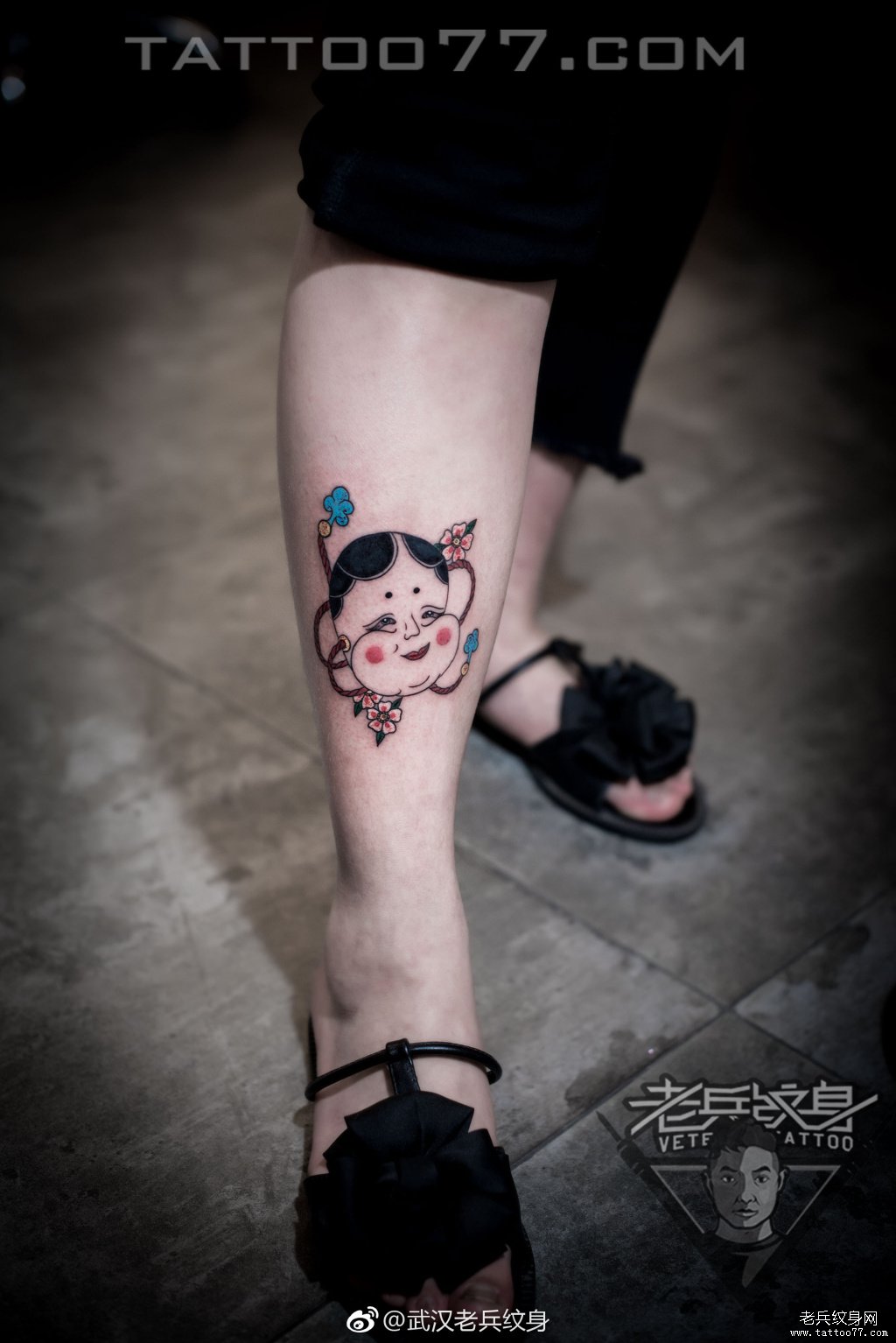 小腿日本福娃纹身图案作品