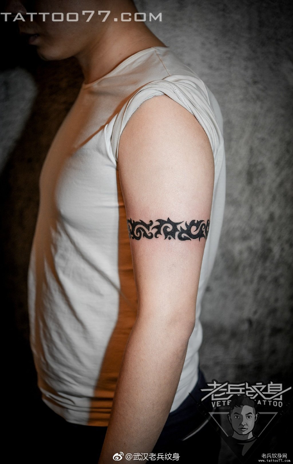武汉纹身店打造的手臂图腾臂环纹身图案作品