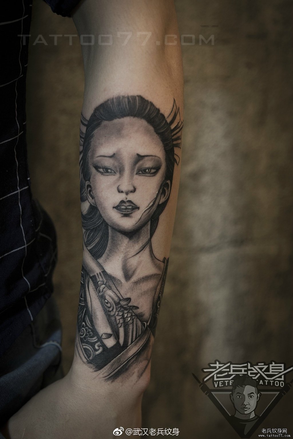 小手臂艺妓纹身美女纹身图案作品