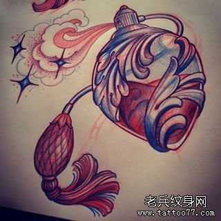 欧美school香水纹身图案手稿