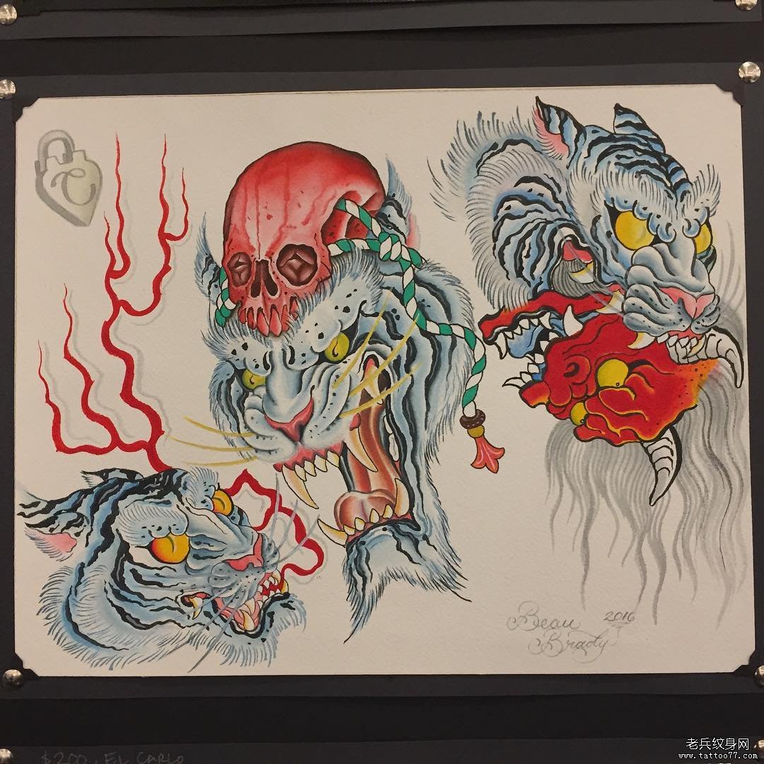传统纹身老虎图案手稿