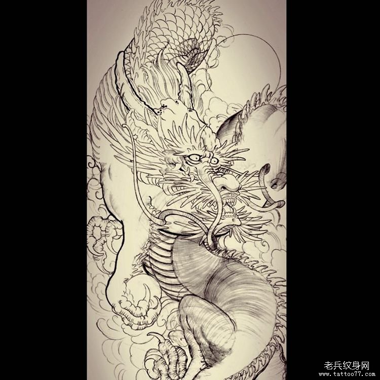 传统纹身龙图案手稿