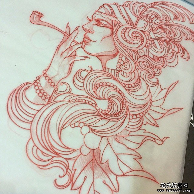 欧美吉普赛女郎纹身school图案