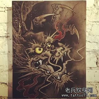 龙黑灰纹身传统图案