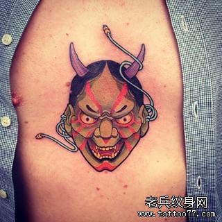 胸口般若传统纹身彩色图案
