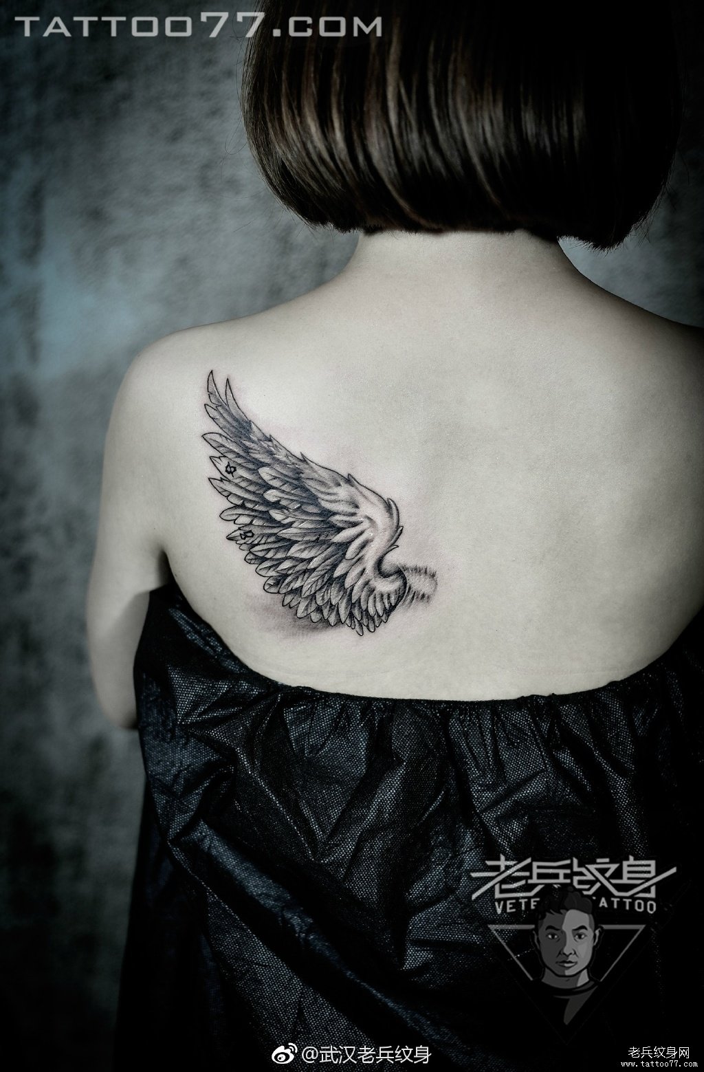 肩背翅膀纹身图案作品